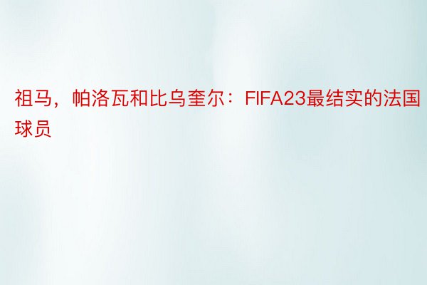 祖马，帕洛瓦和比乌奎尔：FIFA23最结实的法国球员