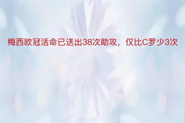 梅西欧冠活命已送出38次助攻，仅比C罗少3次